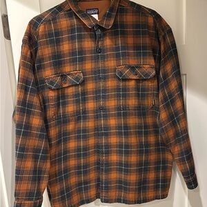 Patagonia Orange and Black Flannel Shirt